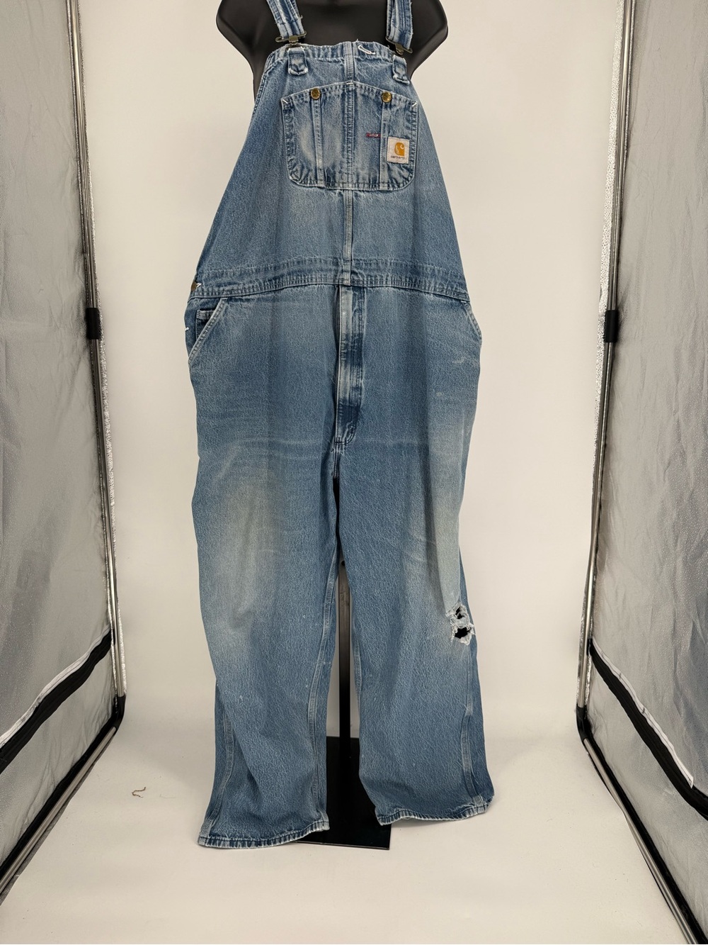 Vintage Men’s Carhartt Light Blue Denim Work Overalls size 52x32